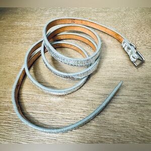 J. Crew Silver Italian Leather Belt Sz M - 40”Made in USA